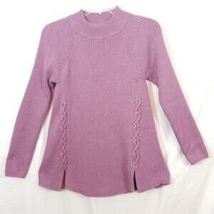 Style & Co lavender lace criss cross front sweater